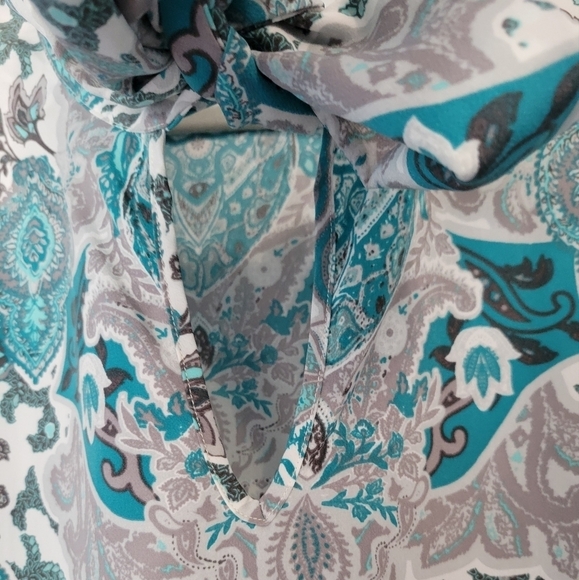 Diane Gilman DG2 Paisley Print Tunic Blouse Plus Size 1X Blue - Picture 5 of 10